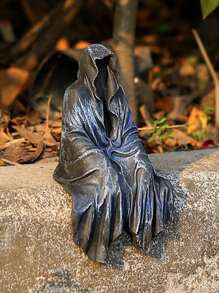 1pc Ghost Design Trang trí Thủ công, Trang trí Nghệ thuật Polyresin Đen Cho Trang trí Nhà Tốt nhất - màu đen - Xem 5