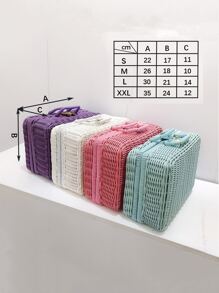 1入組素色收納盒波西米亞編織設計旅行收納盒適用於戶外旅行