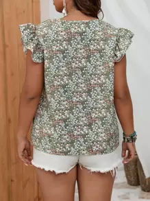 Breezaya Blusa con estampado floral ribete con fruncido - Multicolor - Ver 2