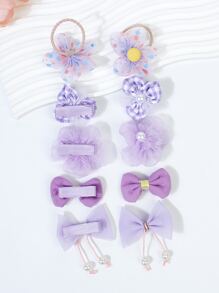 10入組小女童花和蝴蝶結裝飾休閒髮夾