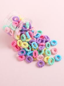 100入組小女童素色休閒髮圈