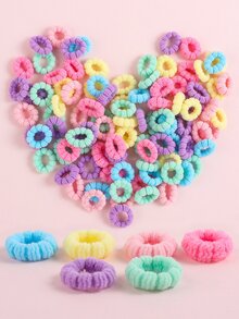 100入組小女童素色休閒髮圈