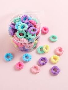 100入組小女童素色休閒髮圈