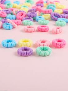 100入組小女童素色休閒髮圈