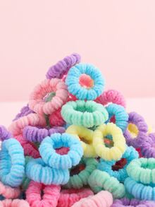 100入組小女童素色休閒髮圈