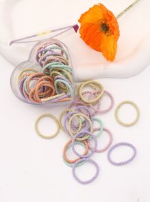 50入組小女童素色休閒髮圈