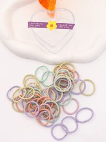 50入組小女童素色休閒髮圈