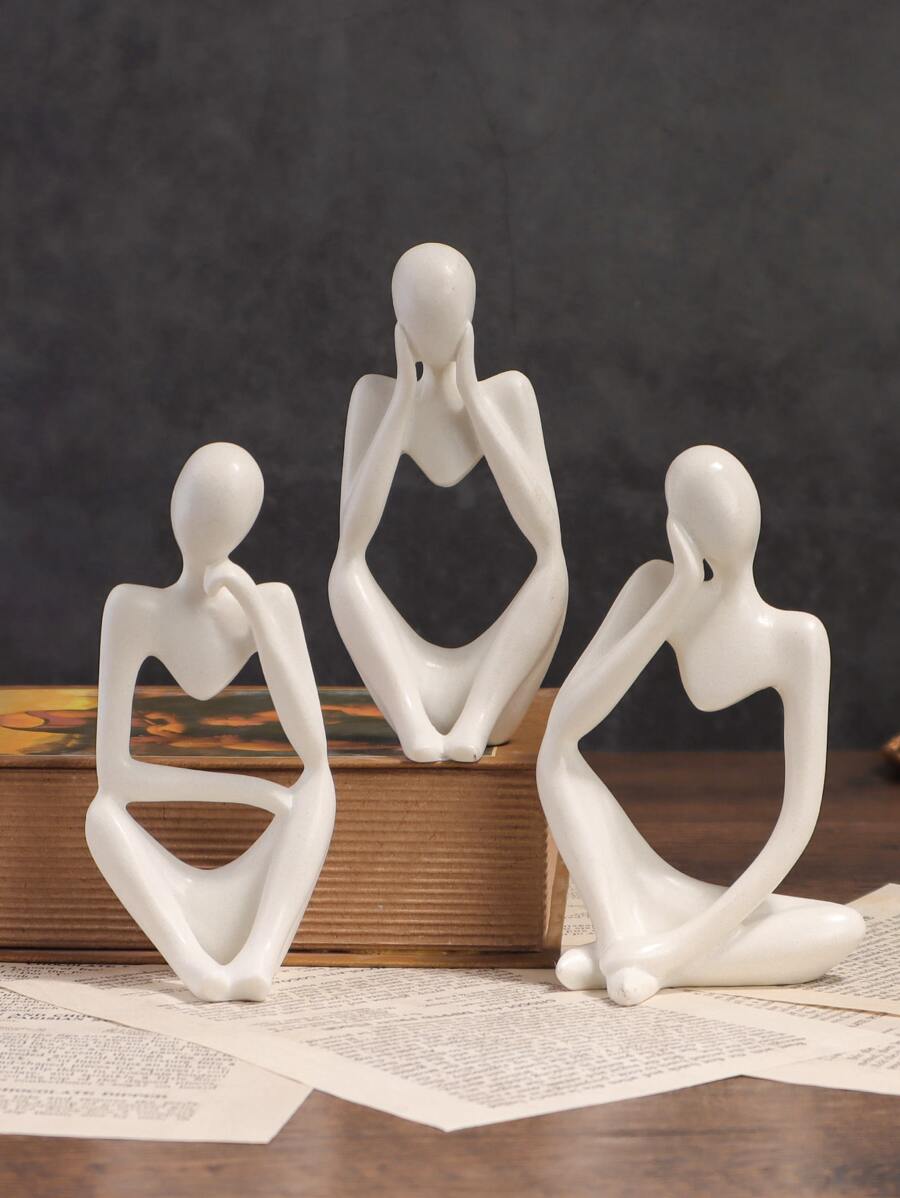 3 piezas poliresina Decoración con diseño de figura Decoración para casa - Blanco - Ver 1