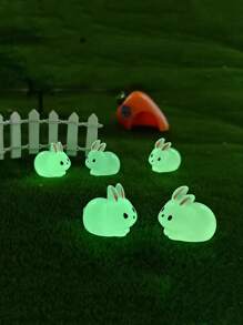 5入組ABS夜光花園裝飾品兔子設計戶外花園雕像