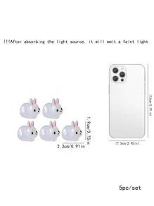 5入組ABS夜光花園裝飾品兔子設計戶外花園雕像