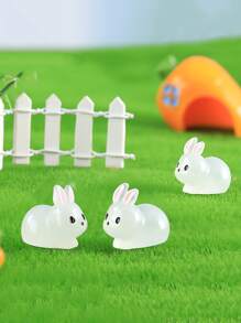 5入組ABS夜光花園裝飾品兔子設計戶外花園雕像