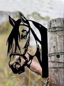 1入組鐵藝花園裝飾品創意馬設計家居花園雕像 - 黑色 - 查看 3