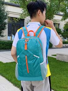 男士大容量多袋休閒運動可折疊便攜背包 - 淺藍色 - 查看 3