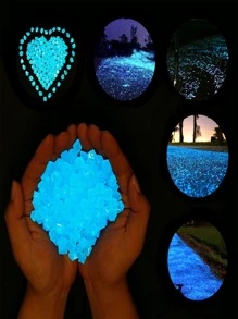 300 viên sỏi trang trí Polyresin, Đá trang trí tối giản phát sáng trong bóng tối cho sân vườn - trắng - Xem 3