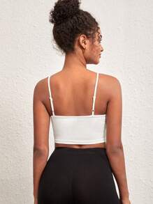 SHEIN BASICS 純色短款背心上衣,適用於夏季 - 白色 - 查看 2