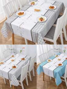 1pc Leaf Pattern Tablecloth, Modern PEVA Waterproof Tablecloth For Dining Table - White - View 2