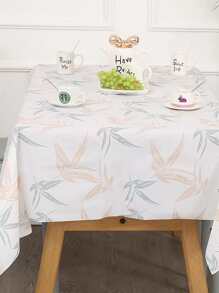 1pc Leaf Pattern Tablecloth, Modern PEVA Waterproof Tablecloth For Dining Table - White - View 1