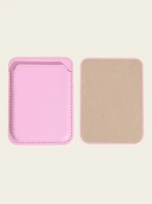 Stick-on PU Leather Card Holder Compatible With Iphone With Adhesive Backing - Pink - View 2
