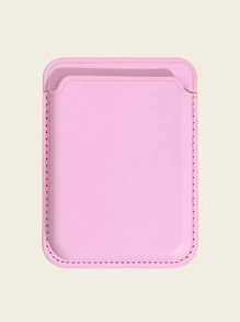Stick-on PU Leather Card Holder Compatible With Iphone With Adhesive Backing - Pink - View 5