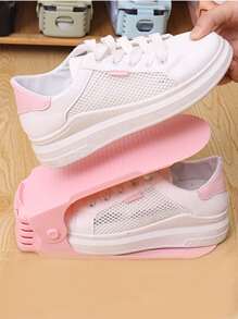 1入組雙層鞋子收納架北歐風粉色PP可調節鞋架 - 彩色 - 查看 2