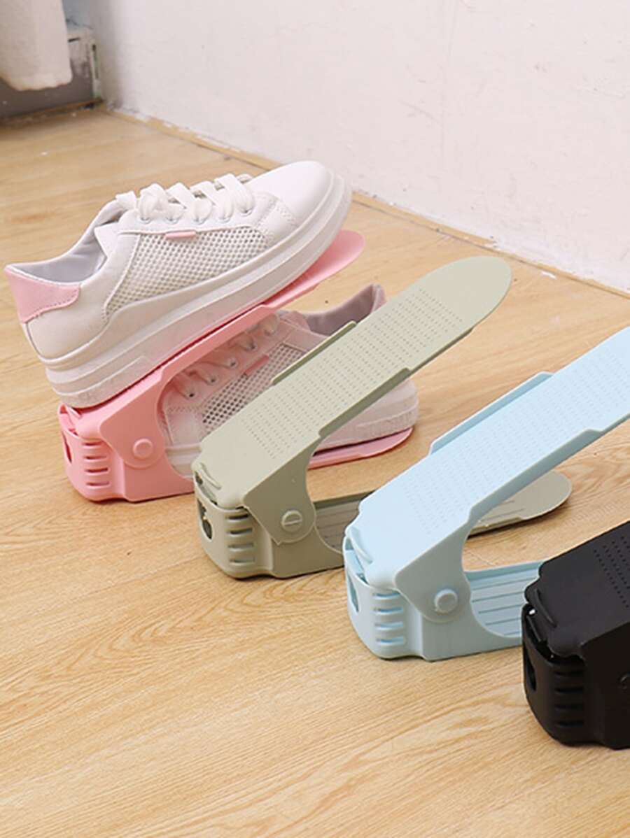 1入組雙層鞋子收納架北歐風粉色PP可調節鞋架 - 彩色 - 查看 1