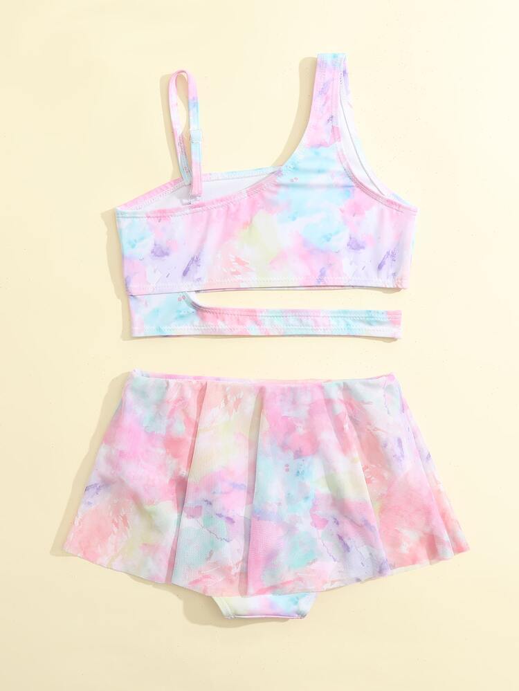 Young Girl Tie Dye Cut Out Bikini Set Summer Beach - Multicolor - View 2