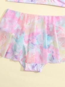 Young Girl Tie Dye Cut Out Bikini Set Summer Beach - Multicolor - View 5