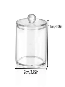 1pc Plastic Swab Holder Dispenser, Round Pads Storage Organization - Clear - View 2