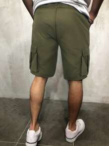 Manfinity Men Flap Pocket Side Shorts - Army Green - View 2
