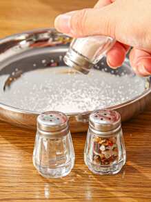 2入組透明香料罐簡約風迷你透明便攜鹽瓶 - 白色 - 查看 1