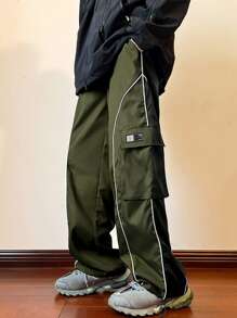 Claim Dot Quần Nam Dây kéo Túi màu trơn Đường phố - xanh quân đội - Xem 1