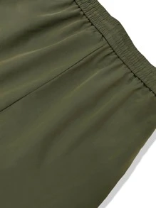 Claim Dot Quần Nam Dây kéo Túi màu trơn Đường phố - xanh quân đội - Xem 4