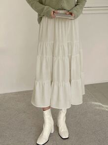 DAZY Váy nữ phân lớp màu trơn Giải trí - Màu be - Xem 3