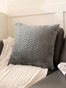 1入組麥穗圖案靠墊套無填充物現代絨布家用抱枕套 - 深灰色 - 查看 1