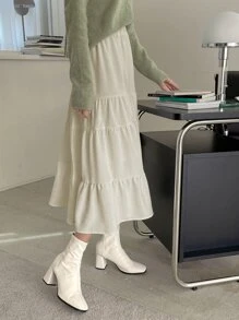 DAZY Váy nữ phân lớp màu trơn Giải trí - Màu be - Xem 5