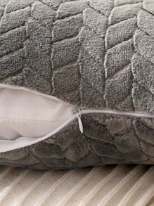 1入組麥穗圖案靠墊套無填充物現代絨布家用抱枕套 - 深灰色 - 查看 5