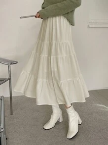 DAZY Váy nữ phân lớp màu trơn Giải trí - Màu be - Xem 6