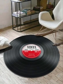 1pc Record Design Round Floor Rug, Modern Fabric Floor Mat For Household - Multicolor - View 1