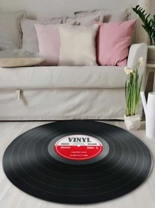 1pc Record Design Round Floor Rug, Modern Fabric Floor Mat For Household - Multicolor - View 2