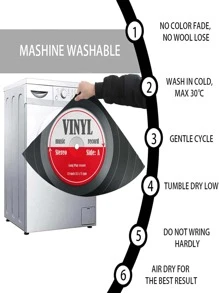 1pc Record Design Round Floor Rug, Modern Fabric Floor Mat For Household - Multicolor - View 4