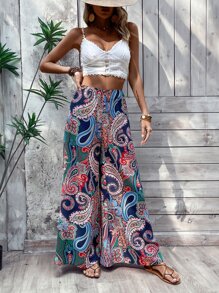 Breezaya 佩斯利印花闊腿褲 - 彩色 - 查看 3