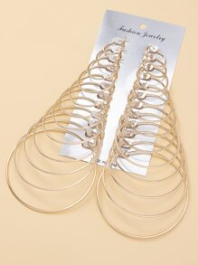 12 cặp/bộ Bông tai dạng vòng tối giản - Vàng - Xem 2