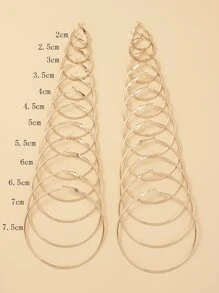 12 cặp/bộ Bông tai dạng vòng tối giản - Vàng - Xem 6