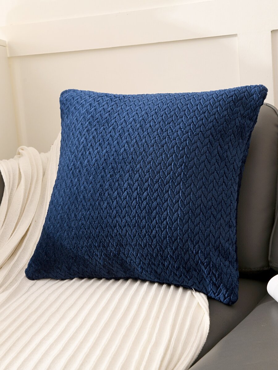 1入組麥穗圖案靠墊套無填充物現代絨布家用抱枕套 - 藏蓝色 - 查看 1