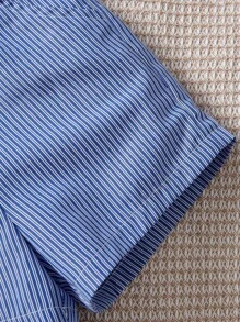 SHEIN Baby Boy Striped Print Slant Pocket Shorts - Blue and White - View 4