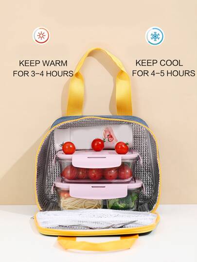 1入組滌綸現代字母圖案可重複使用午餐袋學校野餐海灘