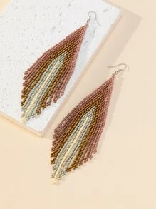 1 Handmade Bện Phong Cách Bohemian Cổ Tích Nhiều Màu Đính Hạt Tai Giọt Bông Tai Họa Tiết - Nhiều màu - Xem 2