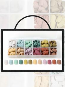 288入組短方形假指甲和1入組指甲銼和1張膠帶 - 彩色 - 查看 1