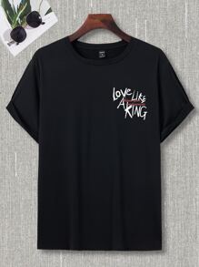 Manfinity Men Building & Slogan Graphic Tee - Black - View 2