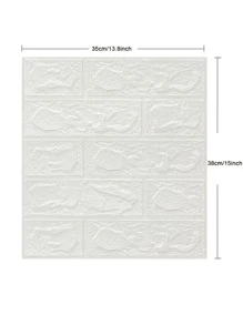 1pc 3D Wall Sticker, Wallpaper Self-adhesive Foam Soft Brick, DIY Home Kitchen Living Room Decoration, Waterproof Classroom Sticker Graffiti Wall Sticker, Home Decor - White - View 8